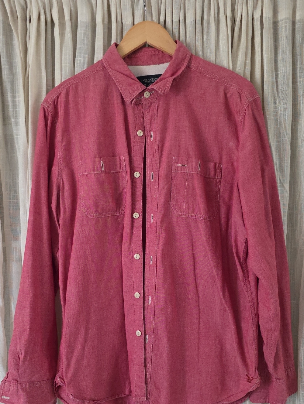 American Eagle Outfitters Men's Button-Down Shirt in Dusty Rose